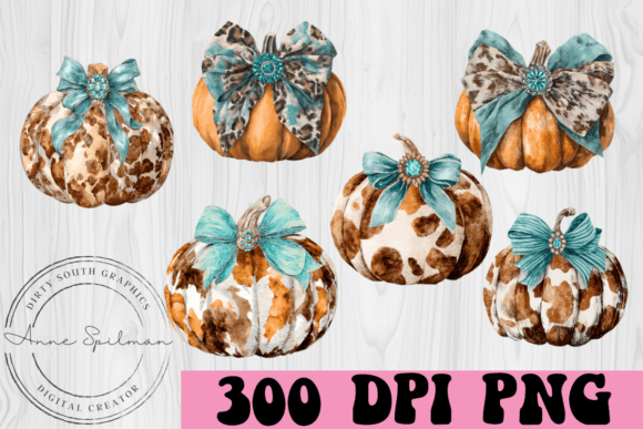 6 Western Pumpkins Coquet Bows Turquoise