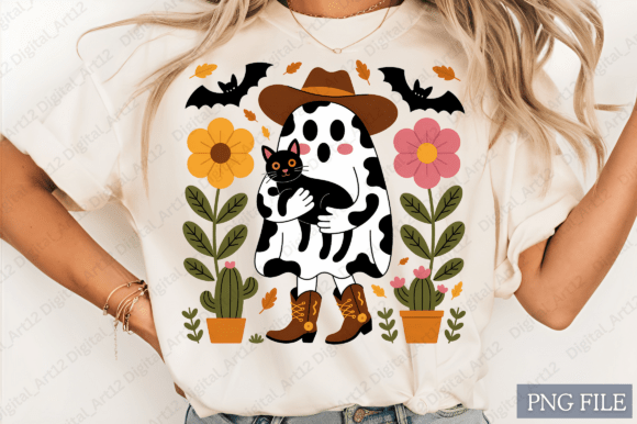 Cow Print Cowboy Ghost Black Cat PNG Review