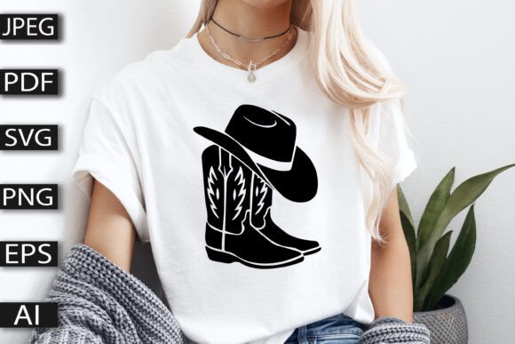Cowboy Boots and Hat Silhouette: A Ruggedly Chic Embroidery Design