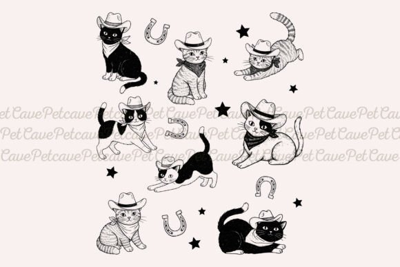 Cowboy Cat Vintage Illustration PNG Review