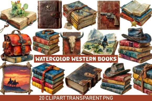 Watercolor Western Books Clipart Review