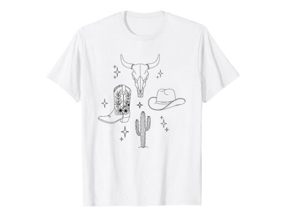 Western Cowgirl Sketch Funny T-Shirt Review