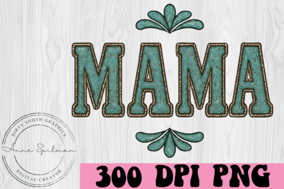Western Turquoise Mama Grunge Distressed